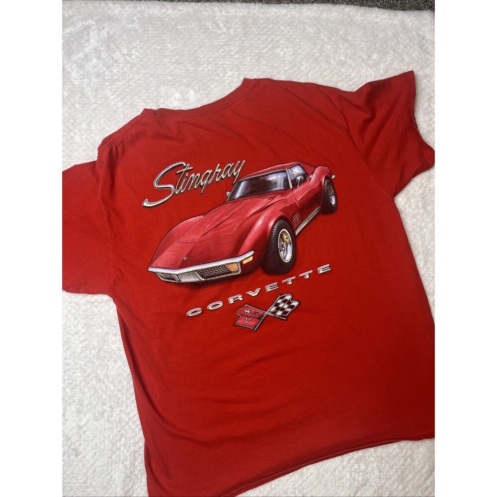 VTG CHEVY CORVETTE Crossed Flags Logo Shirt Large